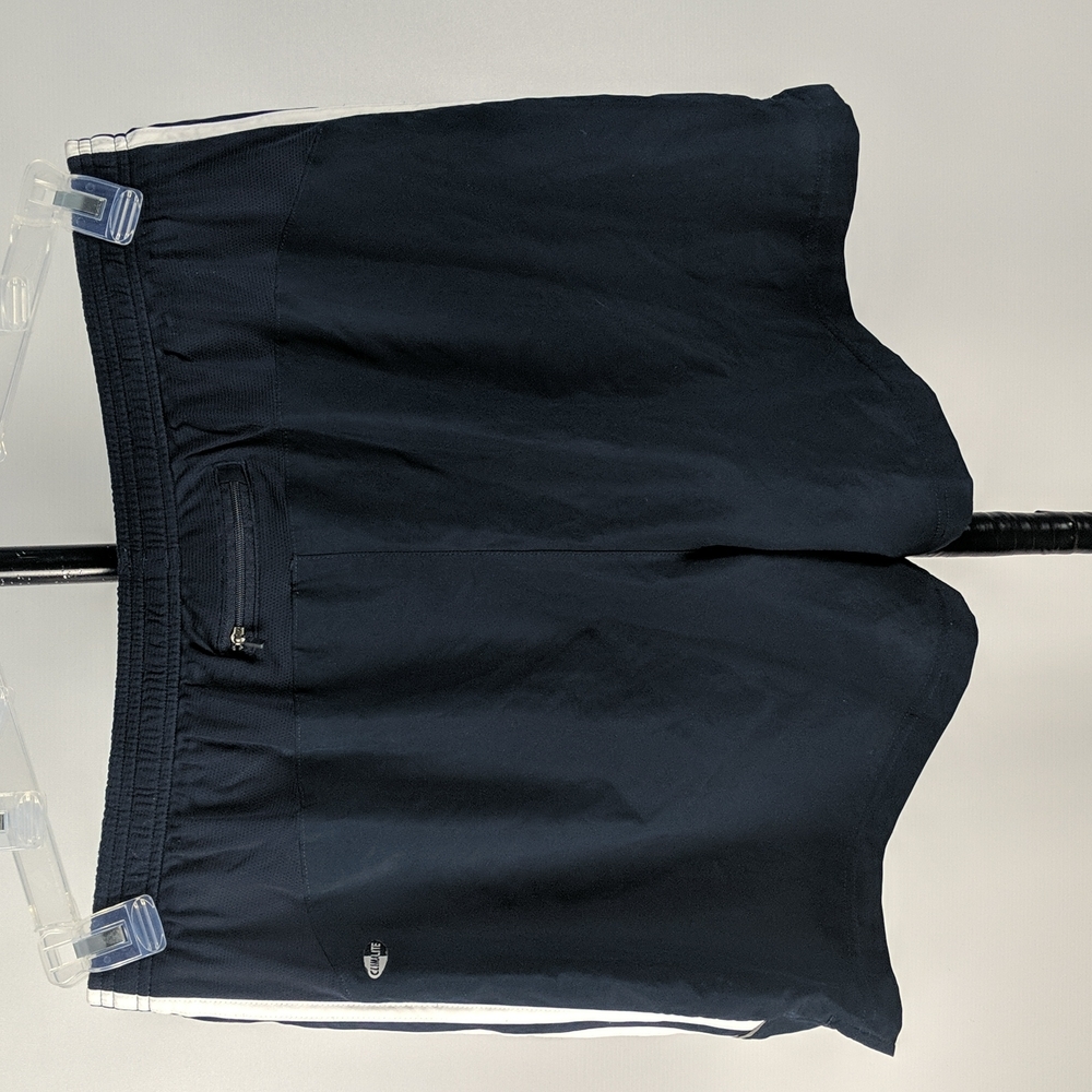 Adidas Men's Shorts Size XL Blue White Stripe Inbuilt Bike Shorts Zip Pocket - Picture 4 of 9
